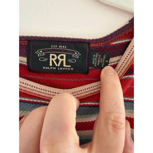 Ralph Lauren Double RRL Mens Jacquard Jersey Red   Southwestern T Shirt Medium - Picture 4 of 6